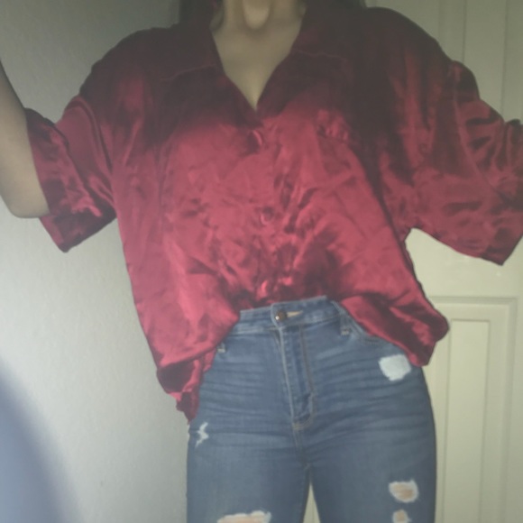 silky button up pj shirt - Picture 2 of 5